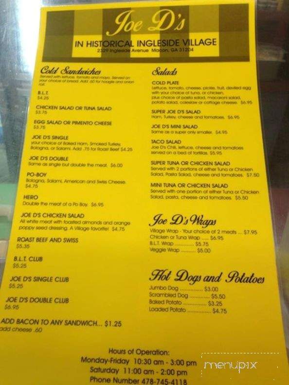Joe D's On Ingleside - Macon, GA menu_pic