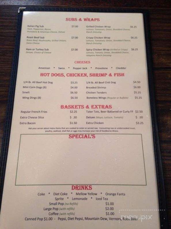 Swany's Pub & Grub - St Johns, MI menu_pic