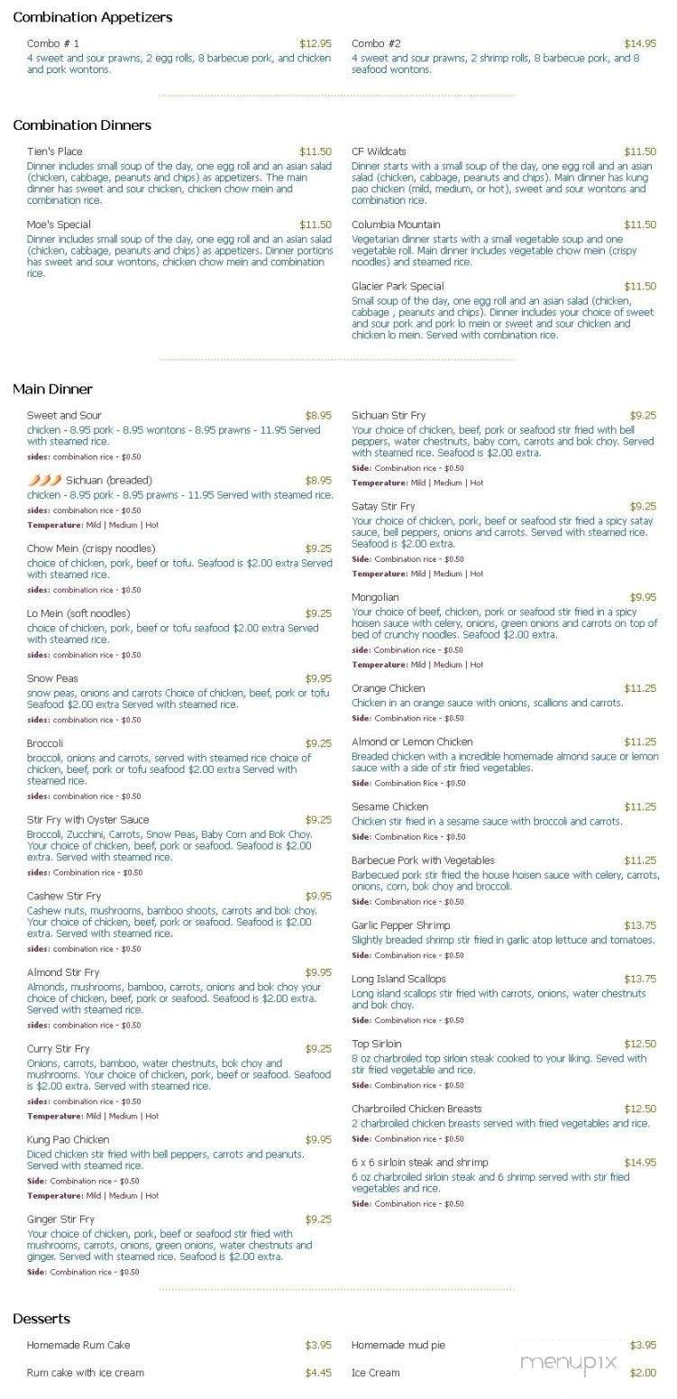 Tien's Place Oriental Dining - Columbia Falls, MT menu_pic
