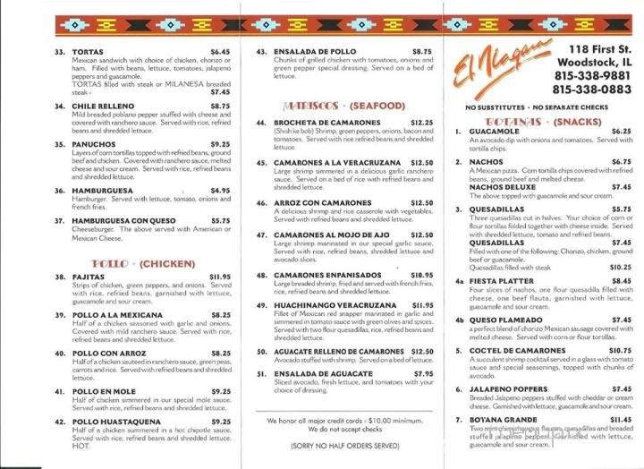 El Niagara - Woodstock, IL menu_pic
