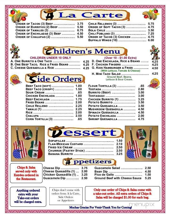El Mazatlan - Clinton, NC menu_pic