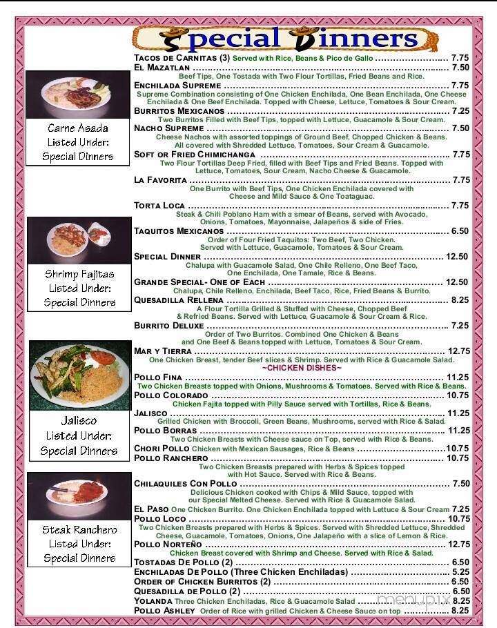 El Mazatlan - Clinton, NC menu_pic