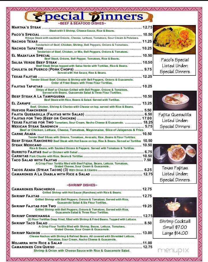 El Mazatlan - Clinton, NC menu_pic