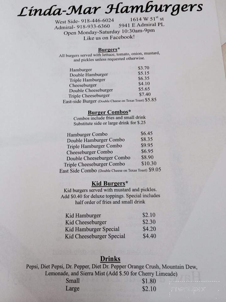 Linda Mar Drive-In - Tulsa, OK menu_pic