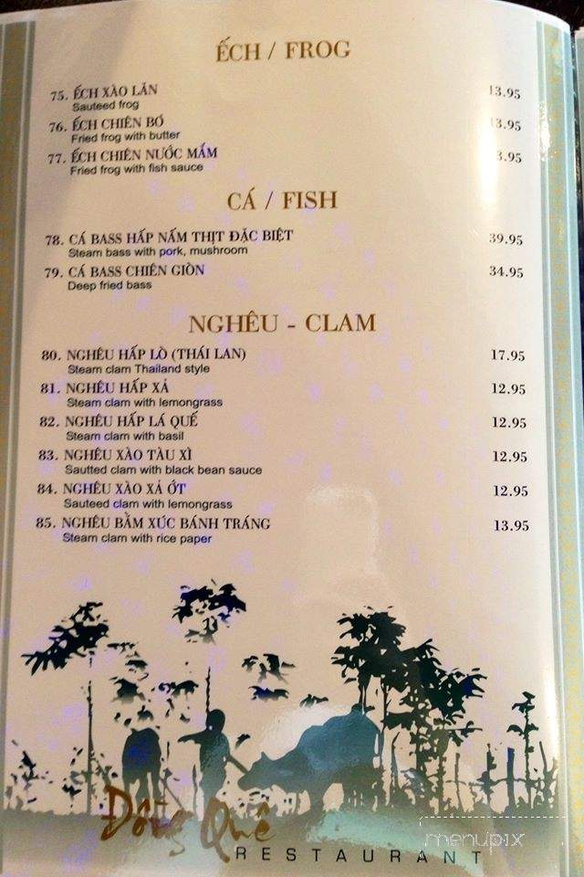 Dong Que Restaurant - San Jose, CA menu_pic
