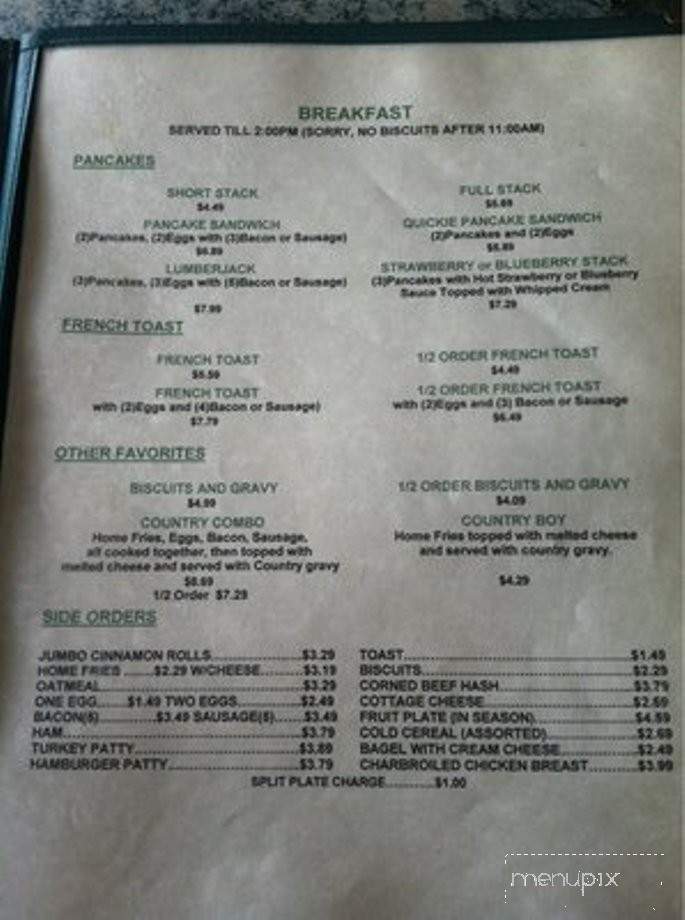 Cedar Glen Inn - Cedar Glen, CA menu_pic