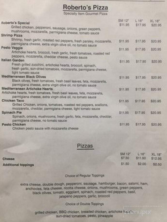 Roberto's Pizzeria - Greenfield, MA menu_pic