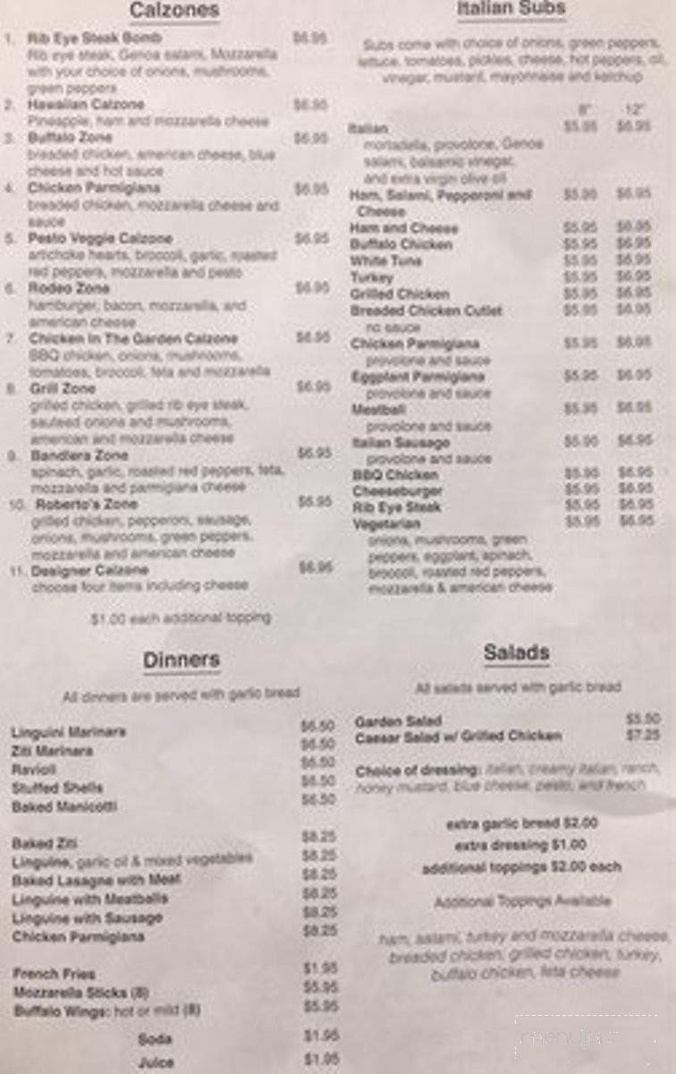 Roberto's Pizzeria - Greenfield, MA menu_pic