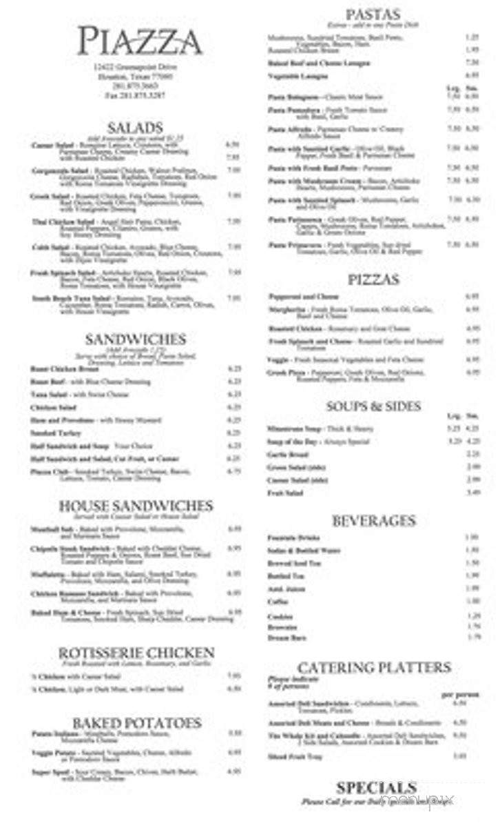 /805095/Piazza-Cafe-Menu-Houston-TX - Houston, TX