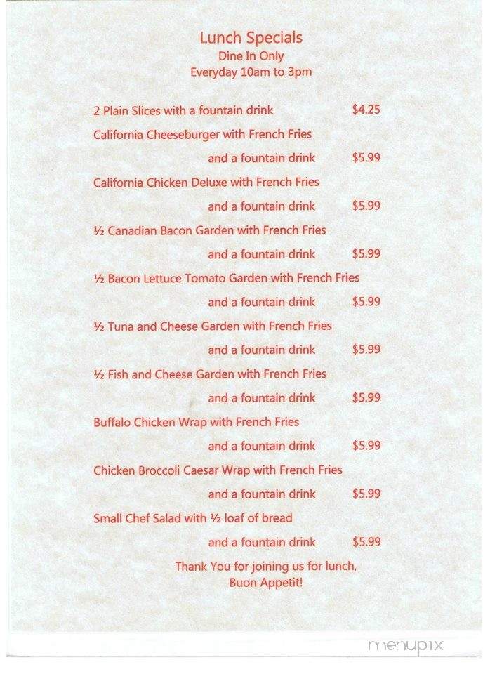 Original Italian Pizza - Millville, PA menu_pic