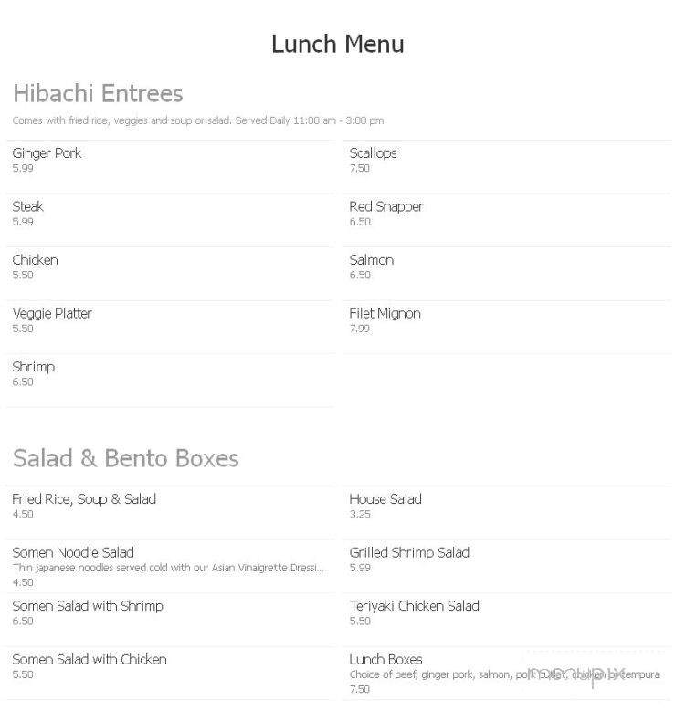 Taste Of Japan - Reidsville, NC menu_pic