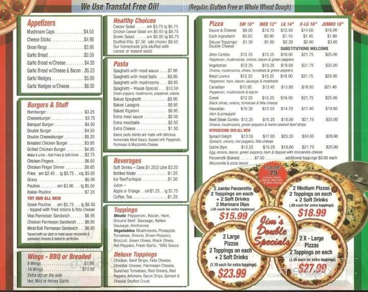 Jim's Pizza Palace - Cobourg, ON menu_pic