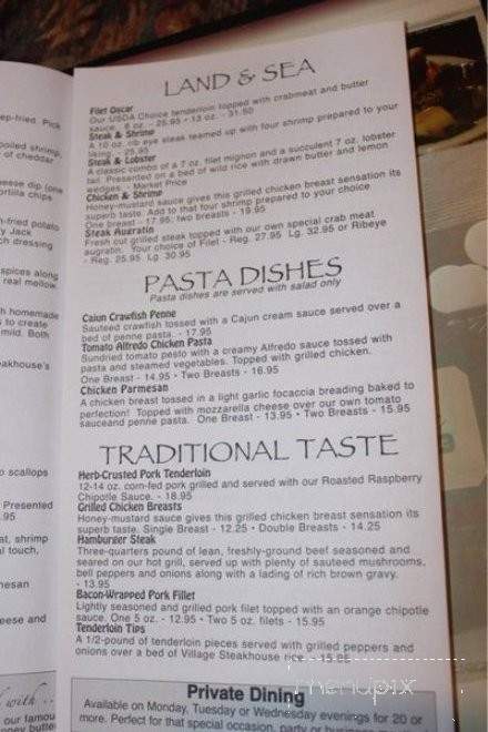 Village Steakhouse - Star City, AR menu_pic
