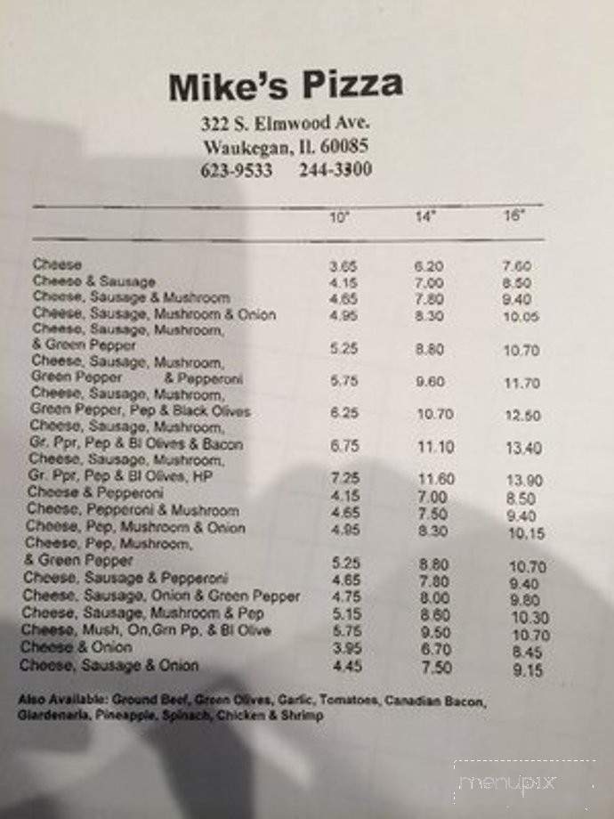 Mike's Pizza House - Waukegan, IL menu_pic