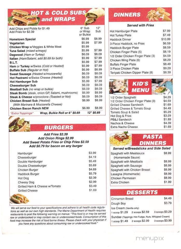 Jo's Diner & Pizzeria - Calais, ME menu_pic