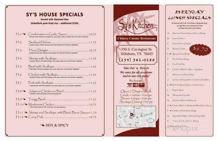 Sy's Kitchen - Hillsboro, TX menu_pic