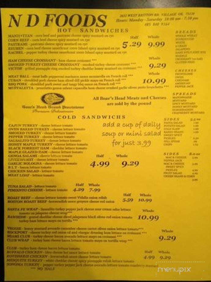 N D Foods - Oklahoma City, OK menu_pic