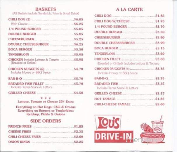 Lou's Drive-In - Peoria, IL menu_pic