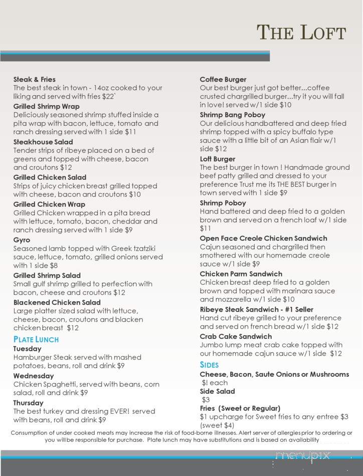 The Loft at The Reserve - Laurel, MS menu_pic
