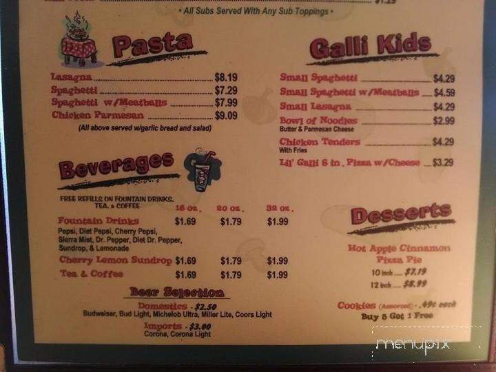 Pizzagalli - Bessemer City, NC menu_pic