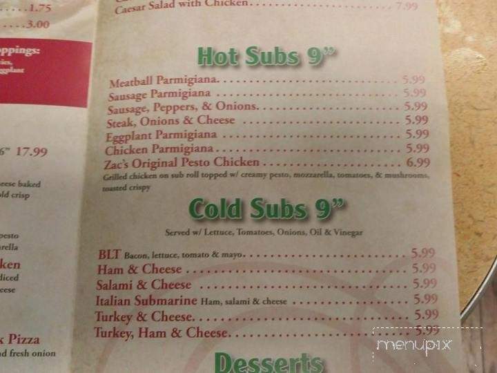 Zac's Pizza - Green Cove Springs, FL menu_pic