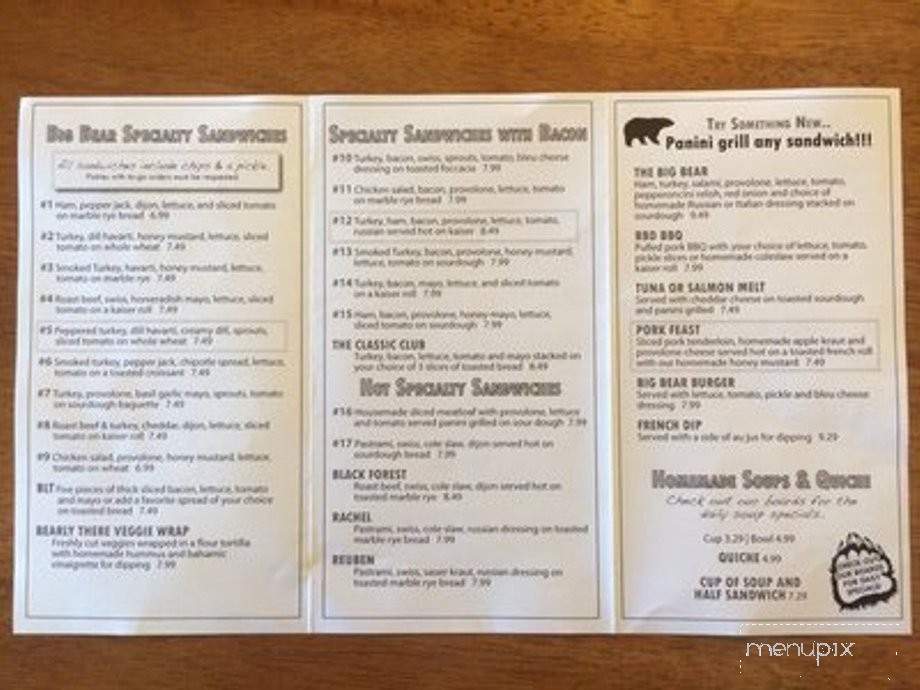 Menu of Big Bear Deli in Post Falls, ID 83854