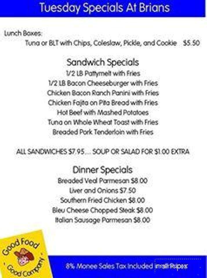 Brian's Place - Monee, IL menu_pic