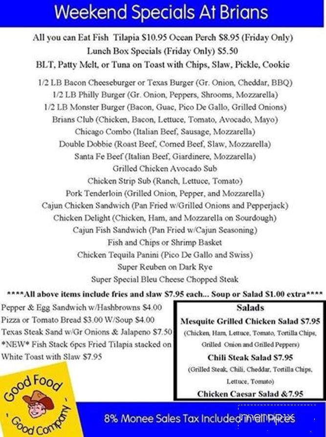 Brian's Place - Monee, IL menu_pic