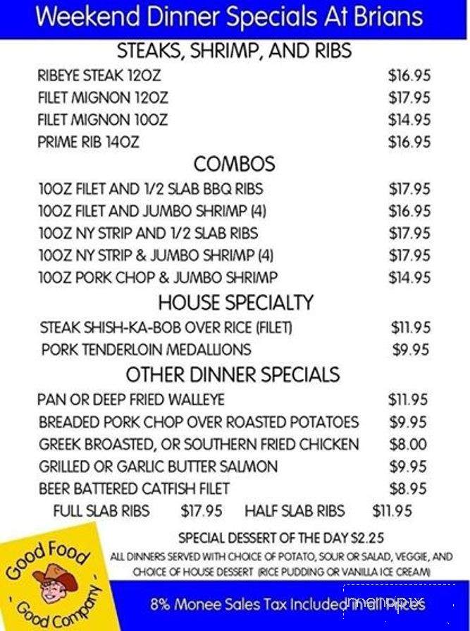 Brian's Place - Monee, IL menu_pic