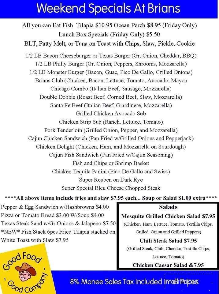 Brian's Place - Monee, IL menu_pic