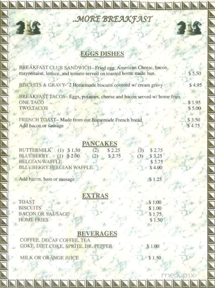 Chess Club Cafe - Blanco, TX menu_pic