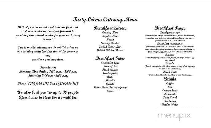Tasty Creme Donuts - Martinsville, VA menu_pic