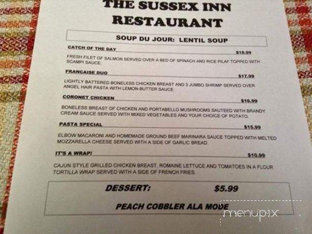 Sussex Inn - Sussex, NJ menu_pic