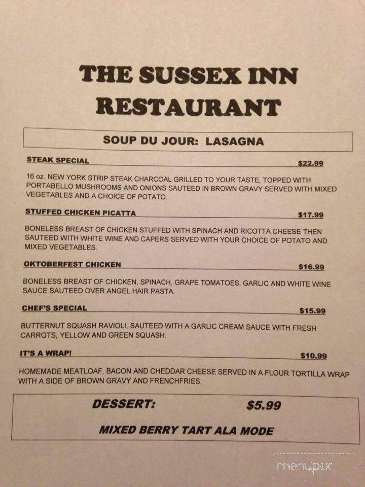 Sussex Inn - Sussex, NJ menu_pic