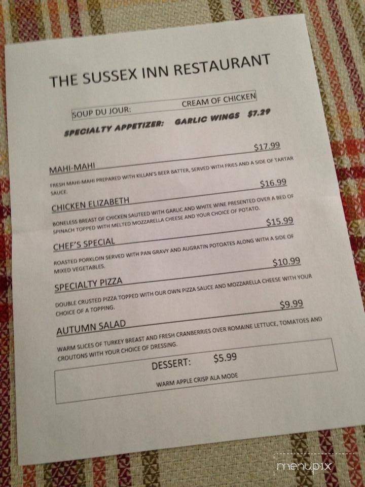 Sussex Inn - Sussex, NJ menu_pic