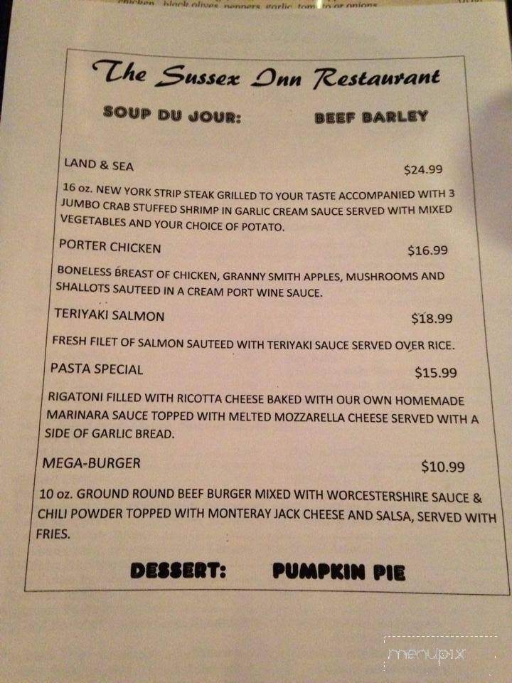 Sussex Inn - Sussex, NJ menu_pic