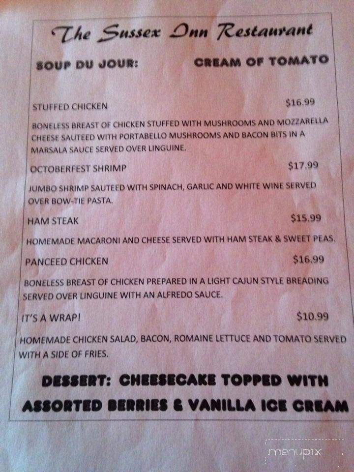 Sussex Inn - Sussex, NJ menu_pic