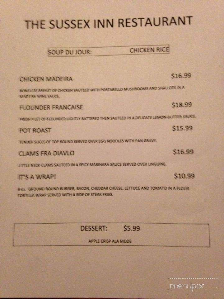 Sussex Inn - Sussex, NJ menu_pic