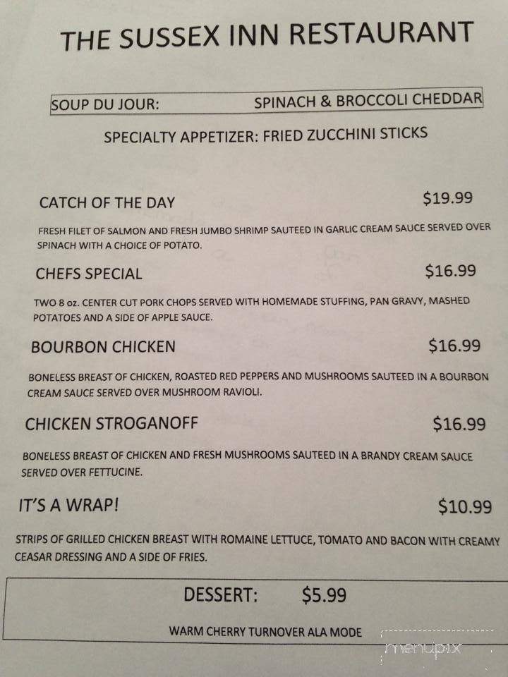 Sussex Inn - Sussex, NJ menu_pic