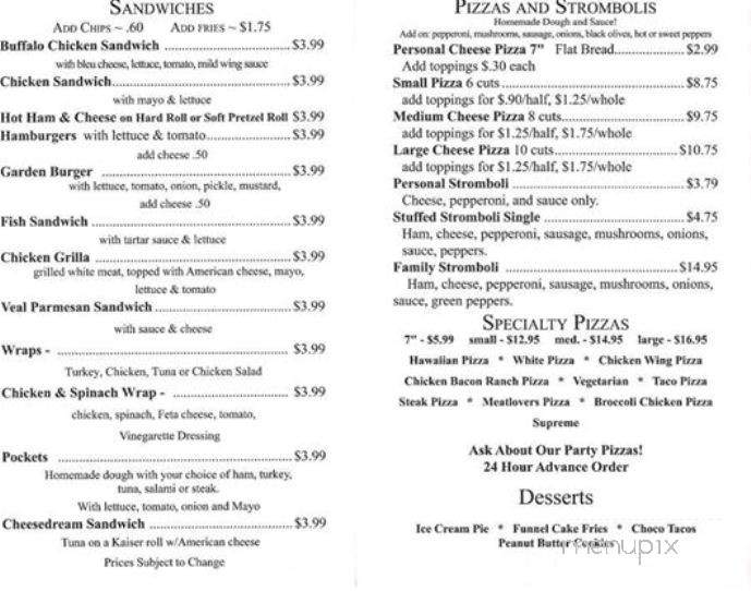 Roma Gardens - Kane, PA menu_pic