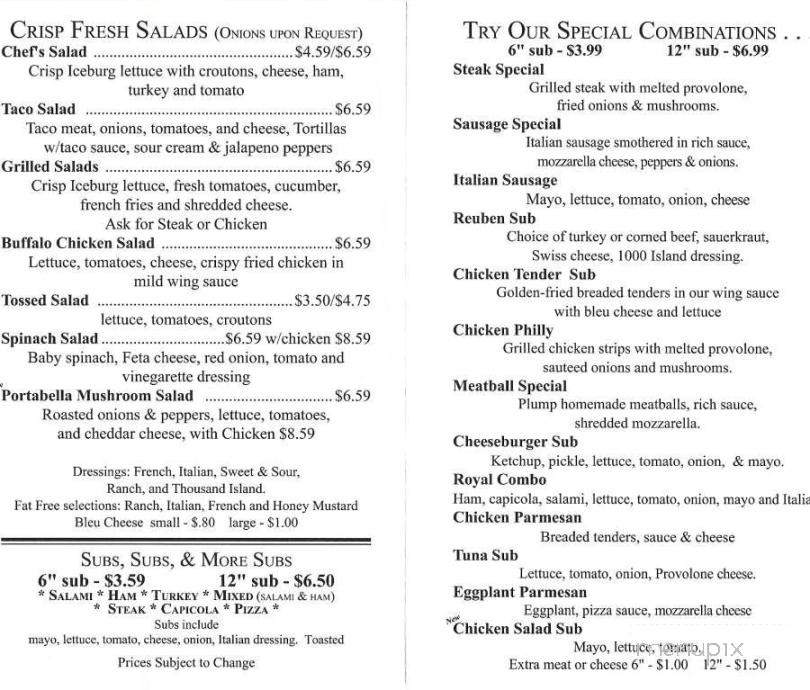 Roma Gardens - Kane, PA menu_pic