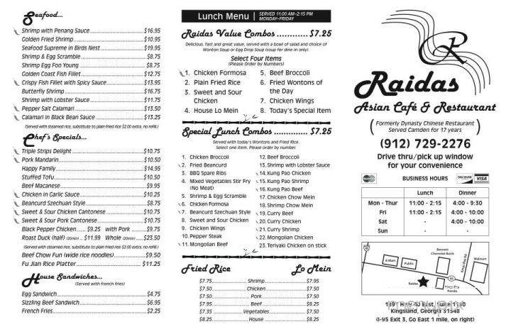 Raidas - Kingsland, GA menu_pic
