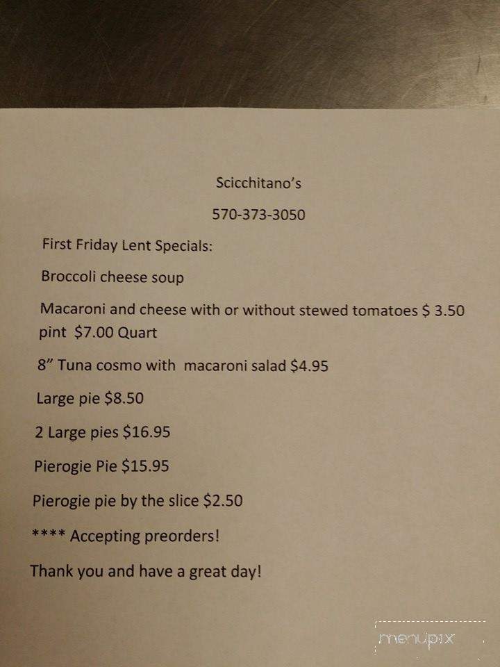 Scicchitano Buono Pizza - Kulpmont, PA menu_pic