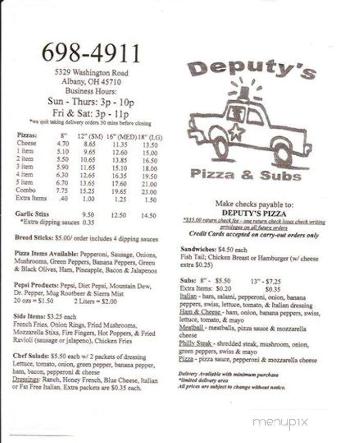 Deputy's Pizza & Subs - Albany, OH menu_pic