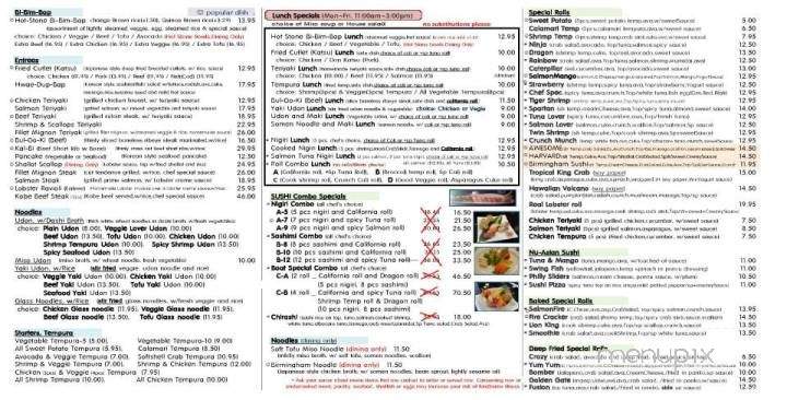 Birmingham Sushi Cafe - Birmingham, MI menu_pic