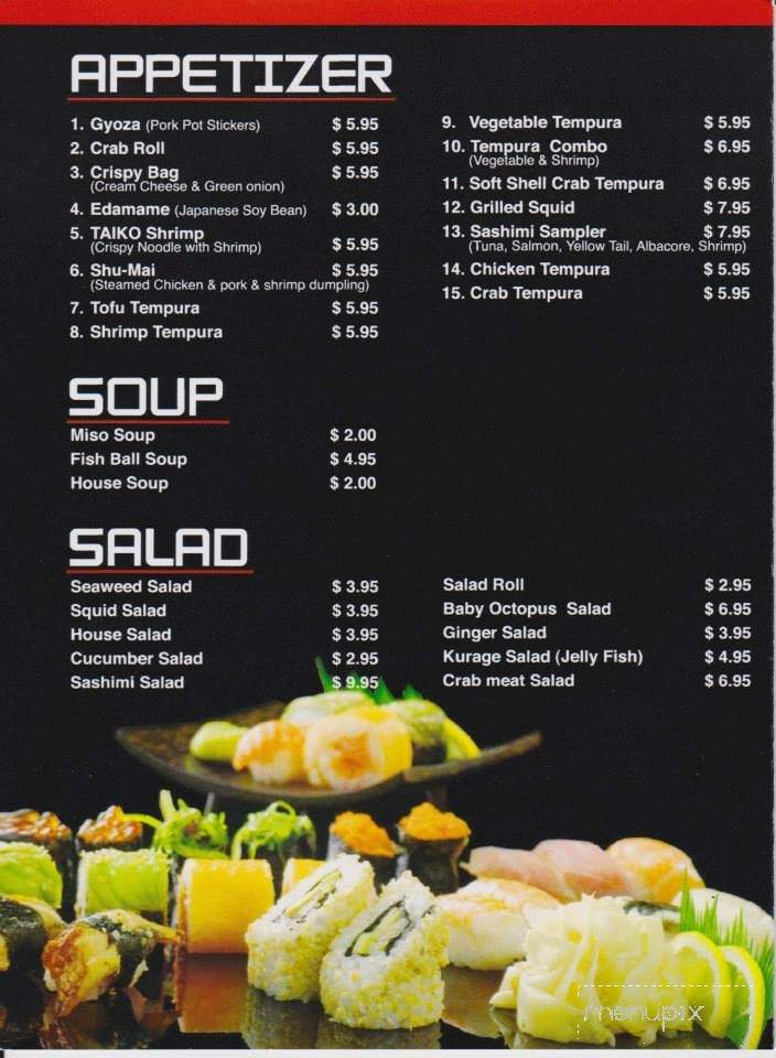 Taiko Noodles & Sushi Bar - Cookeville, TN menu_pic