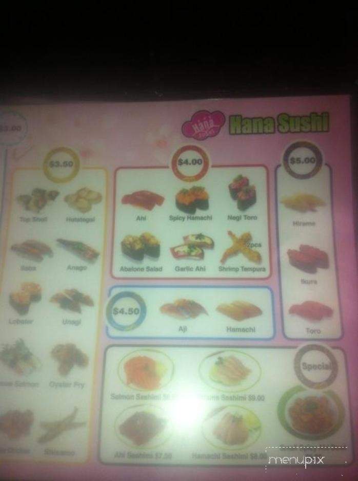 Hana Sushi - Honolulu, HI menu_pic