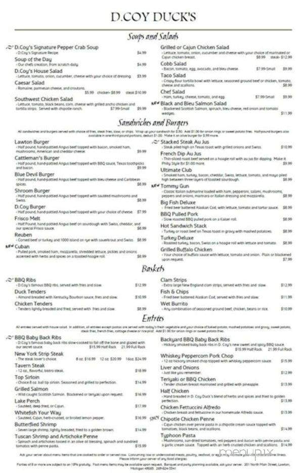 D Coy Duck's - Lawton, MI menu_pic