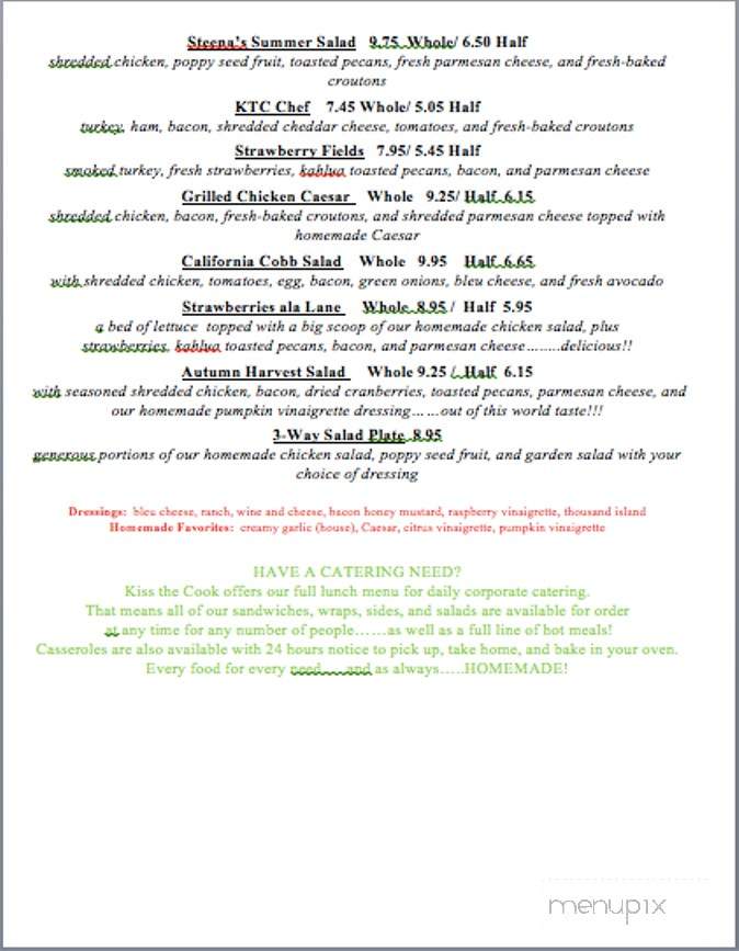 Kiss the Cook - Paragould, AR menu_pic
