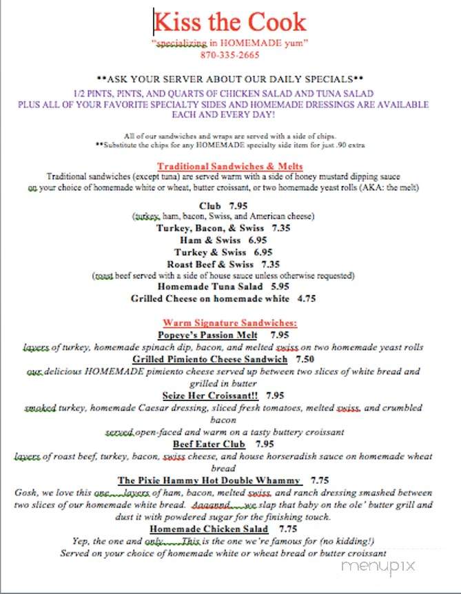 Kiss the Cook - Paragould, AR menu_pic